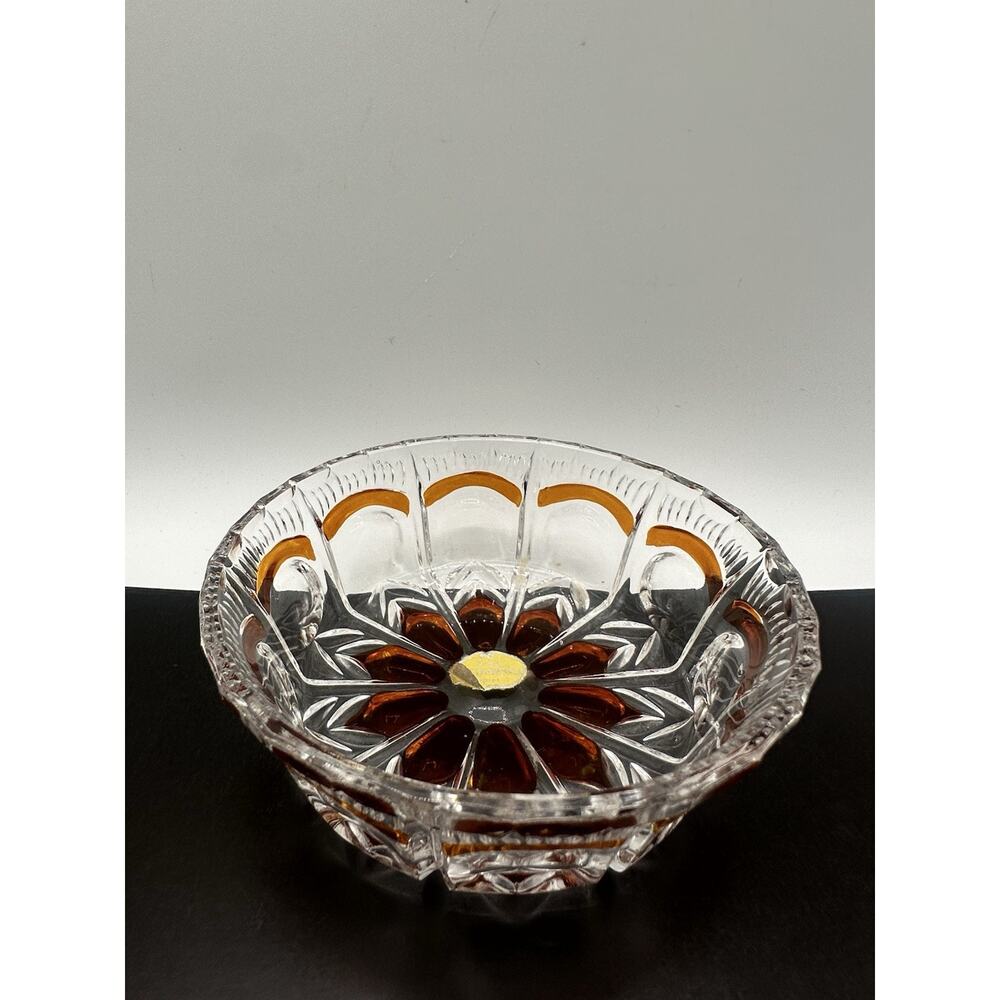 Amber Crystal Dish Echt Bleikristall Gepresst Rare Find Lead